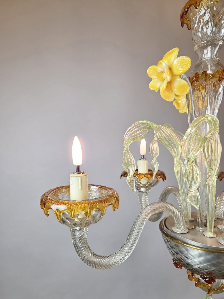 Lustre Murano à 5 bras de lumière-photo-3