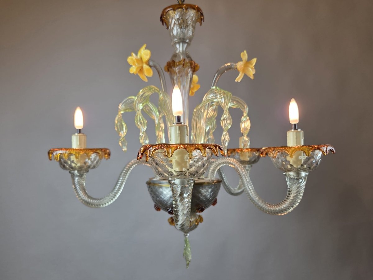 Lustre Murano à 5 bras de lumière-photo-4