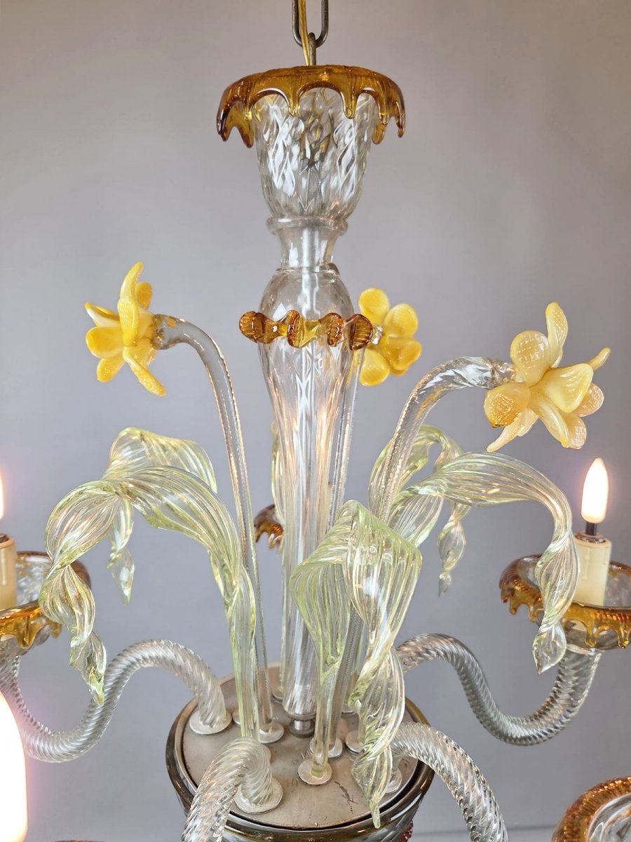 Lustre Murano à 5 bras de lumière-photo-5