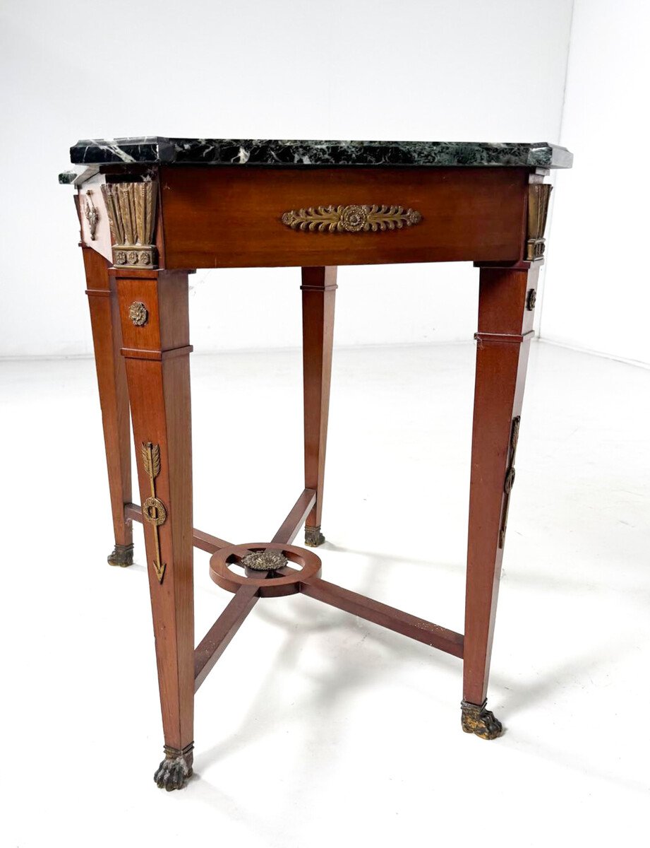 Console Louis XVI à plateau en marbre-photo-3