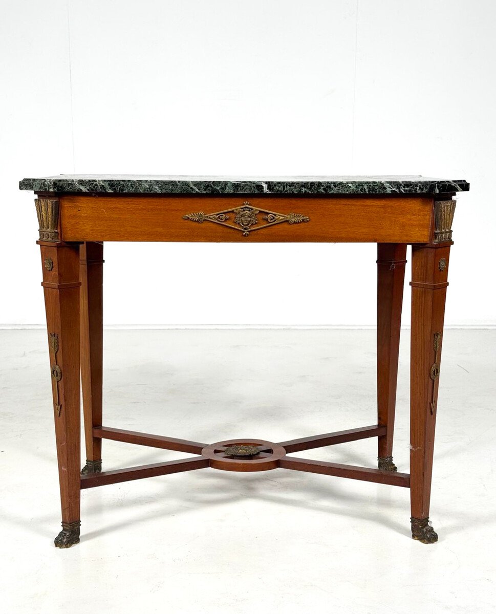 Console Louis XVI à plateau en marbre-photo-3