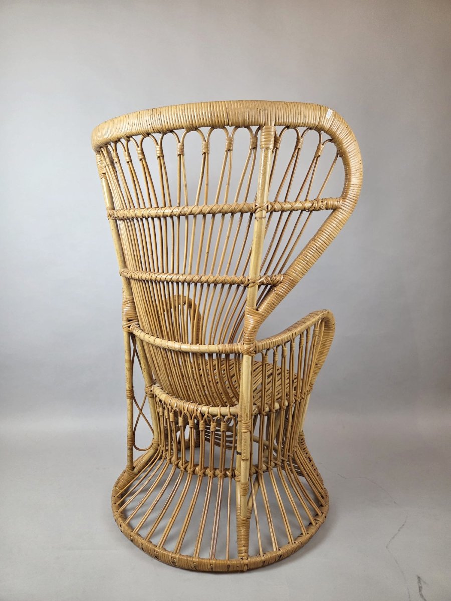 Fauteuil en rotin et osier, vers 1970-photo-3