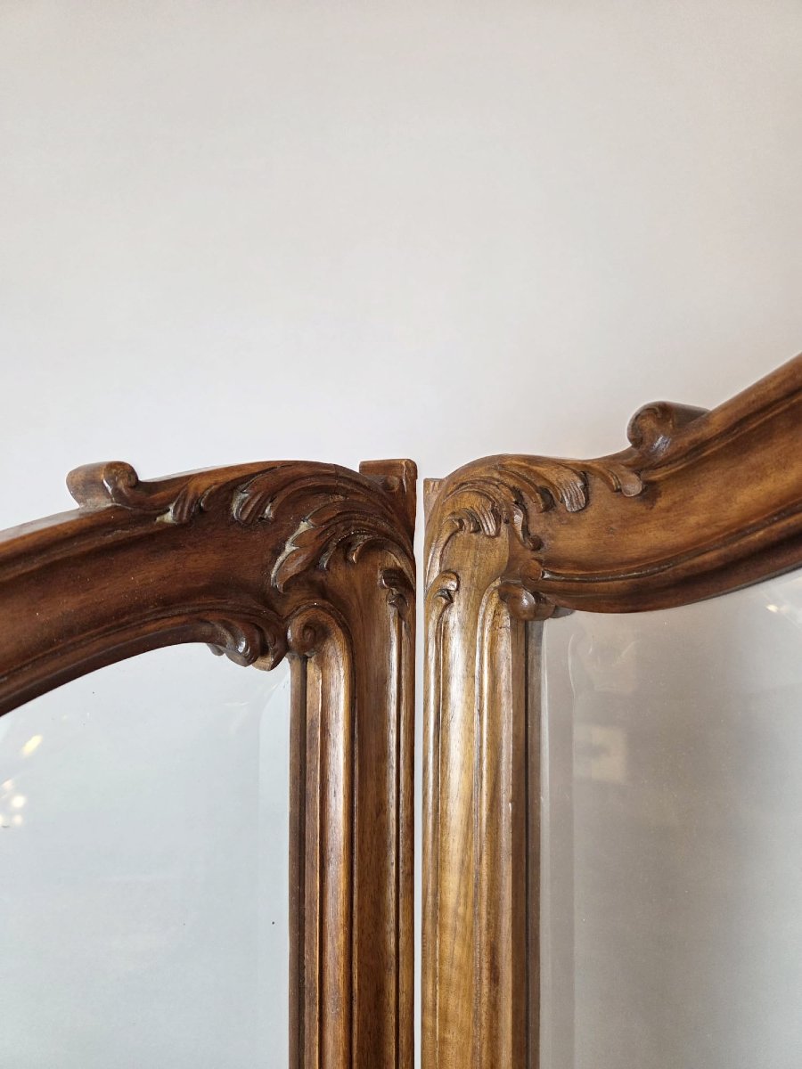 Paravent à 3 feuilles de style Louis XV en noyer-photo-1