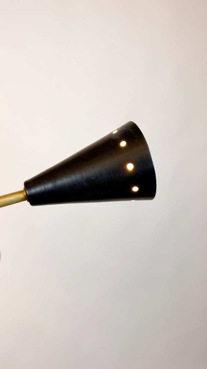 Lustre spoutnik en tôle et laiton, 20th-photo-2