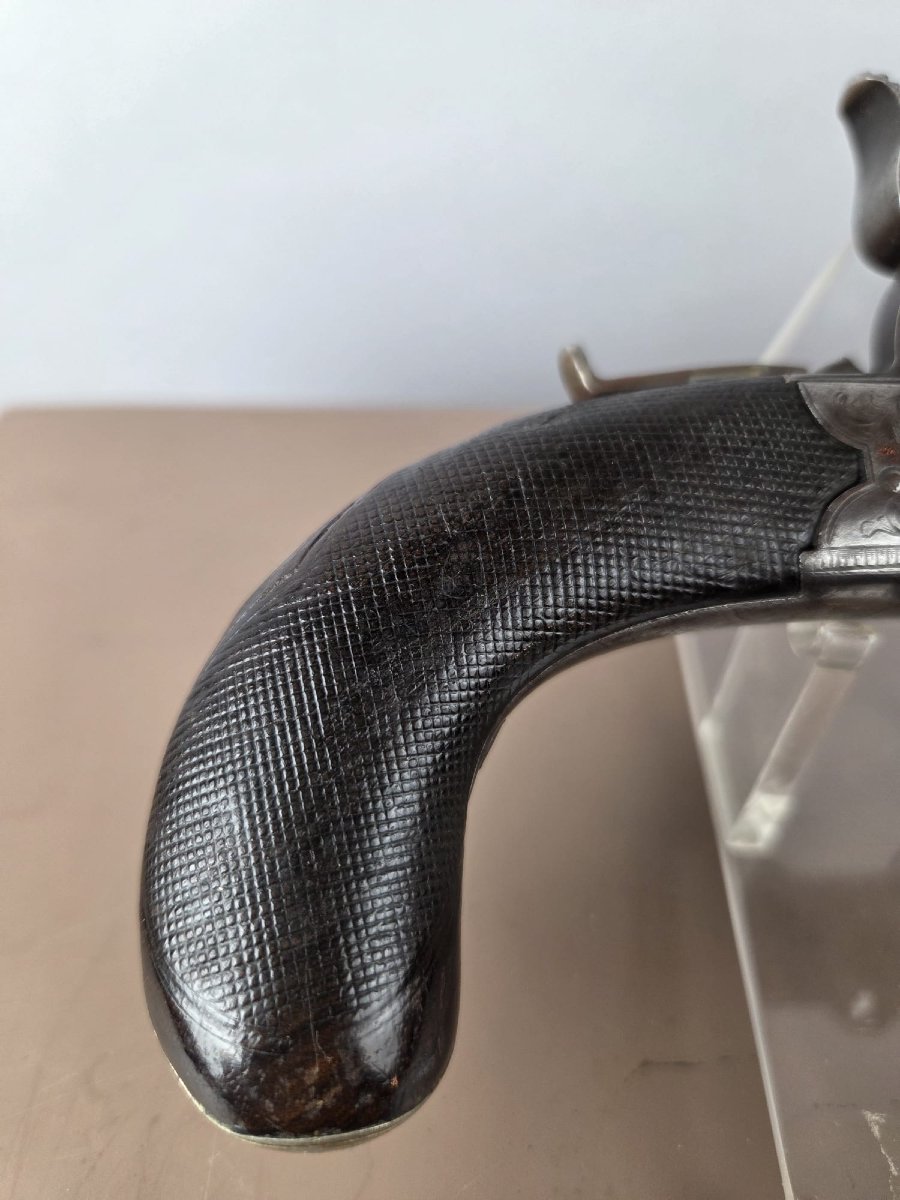 Percussion Pistol With Two Superimposed Barrels, Circa 1840-photo-3