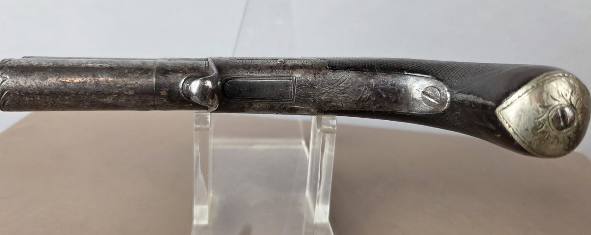 Percussion Pistol With Two Superimposed Barrels, Circa 1840-photo-3