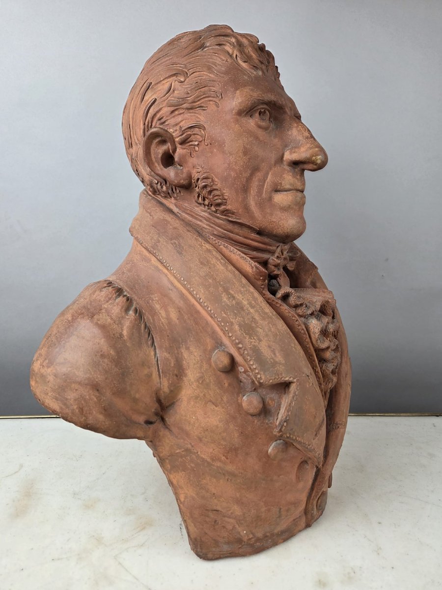 Buste en terre cuite d'époque Empire,  non signé, vers 1800-photo-3