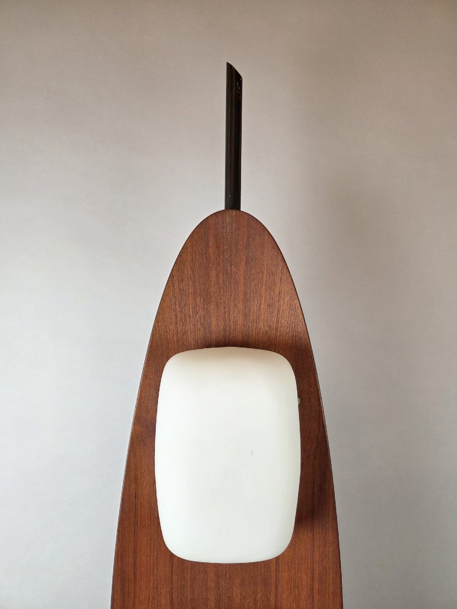 Totem Floor Lamp By Goffredo Reggiani, Wood, Marble And Opaline Glass, Italy, 1970s-photo-2