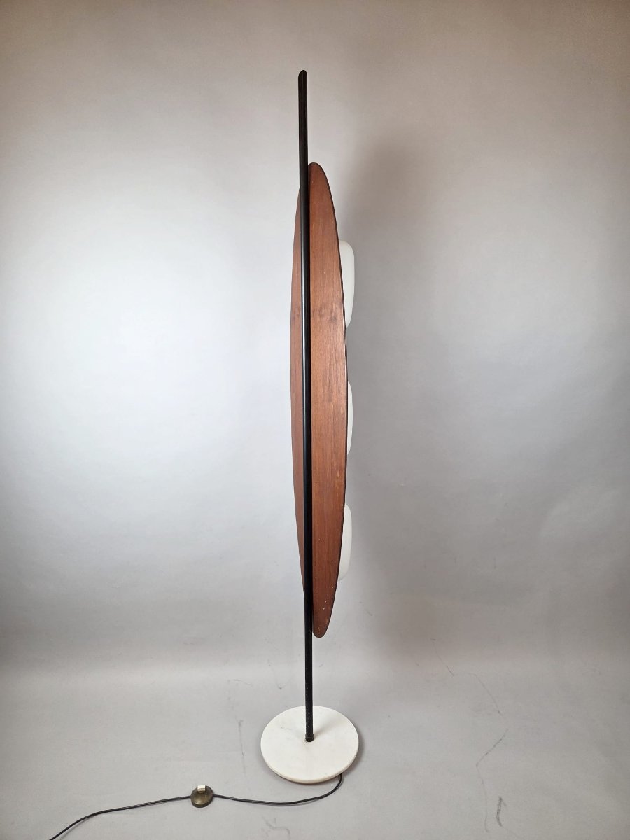 Totem Floor Lamp By Goffredo Reggiani, Wood, Marble And Opaline Glass, Italy, 1970s-photo-2