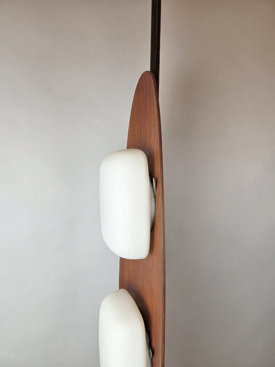 Totem Floor Lamp By Goffredo Reggiani, Wood, Marble And Opaline Glass, Italy, 1970s-photo-4