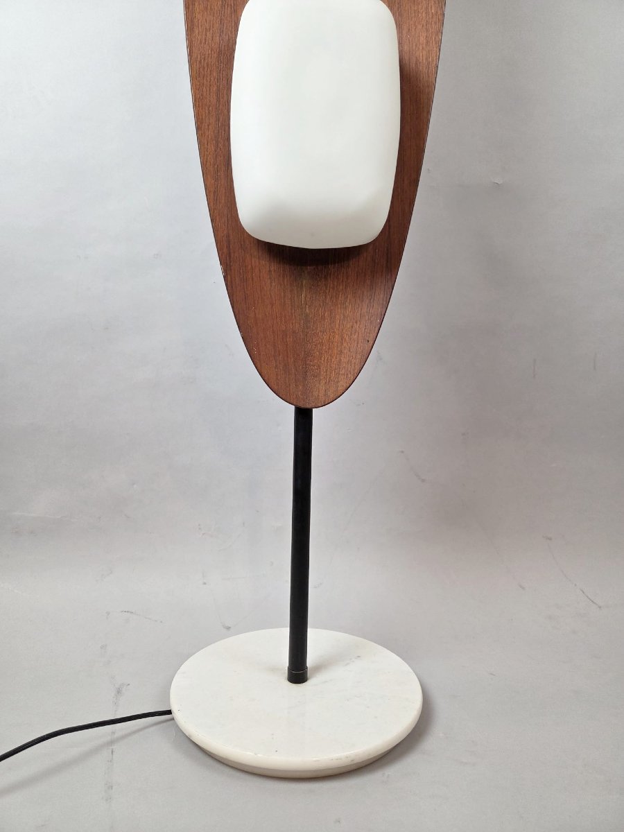 Totem Floor Lamp By Goffredo Reggiani, Wood, Marble And Opaline Glass, Italy, 1970s-photo-7