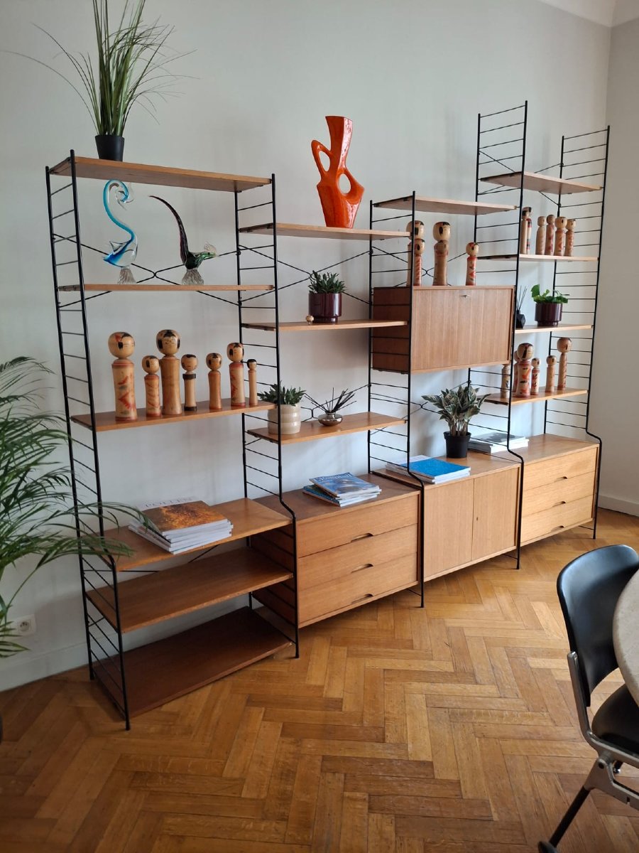 Étagère modulable en bois et métal – Années 1970-photo-2