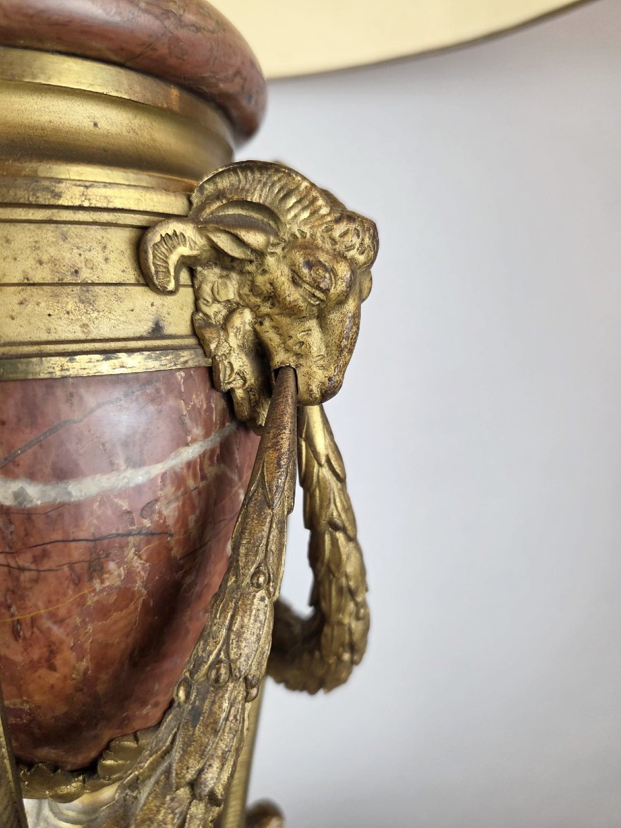 Lamp Base In Marble And Gilt Bronze, Napoleon III Period-photo-1