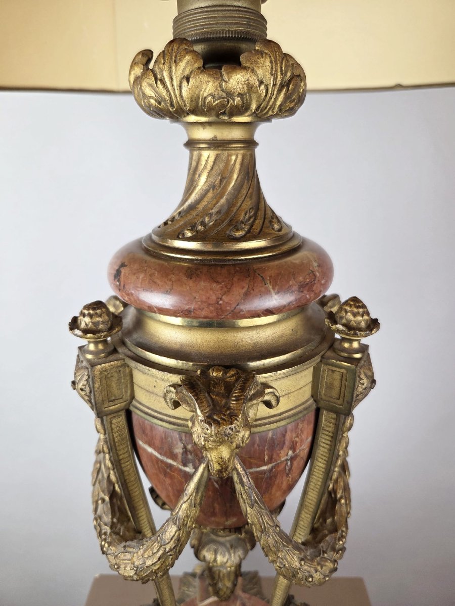 Lamp Base In Marble And Gilt Bronze, Napoleon III Period-photo-5