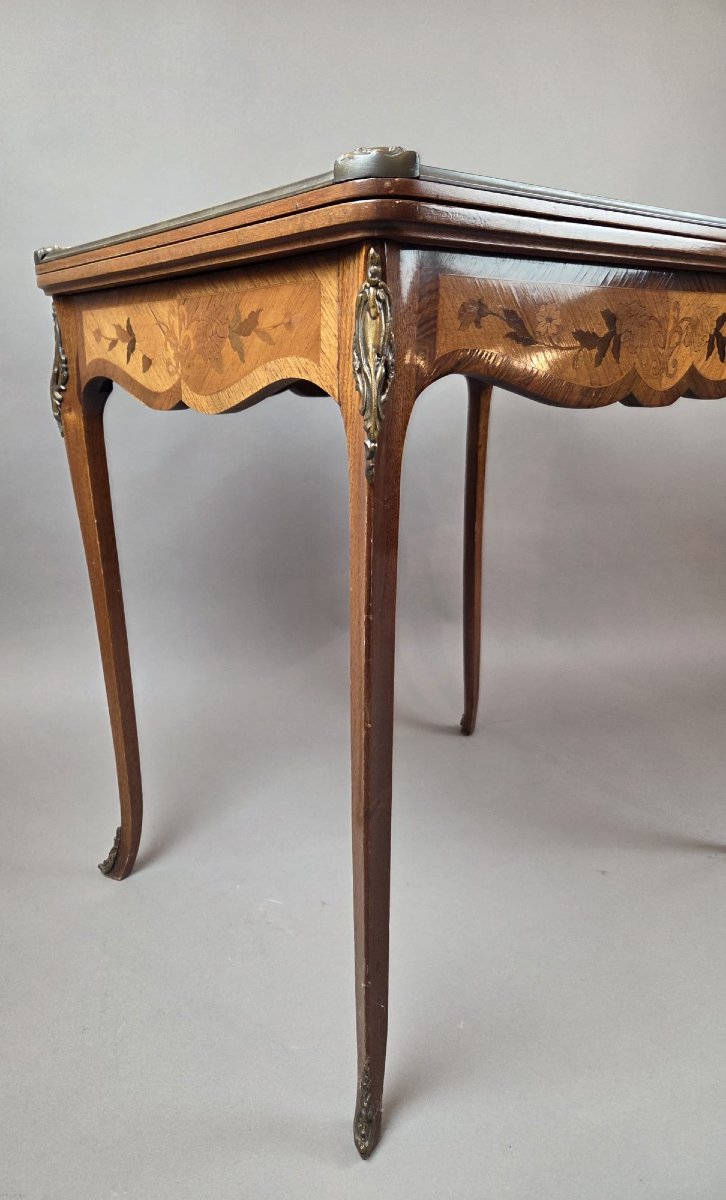 Louis XV Style Marquetry Wood Games Table, Early 20th Century-photo-4