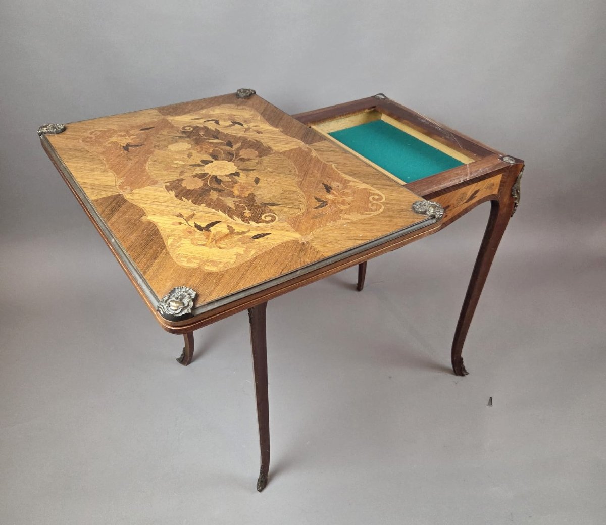 Louis XV Style Marquetry Wood Games Table, Early 20th Century-photo-2