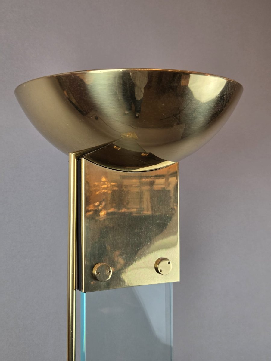 Boguara, Lampadaire "Laser" en verre et laiton, vers 1970-photo-2