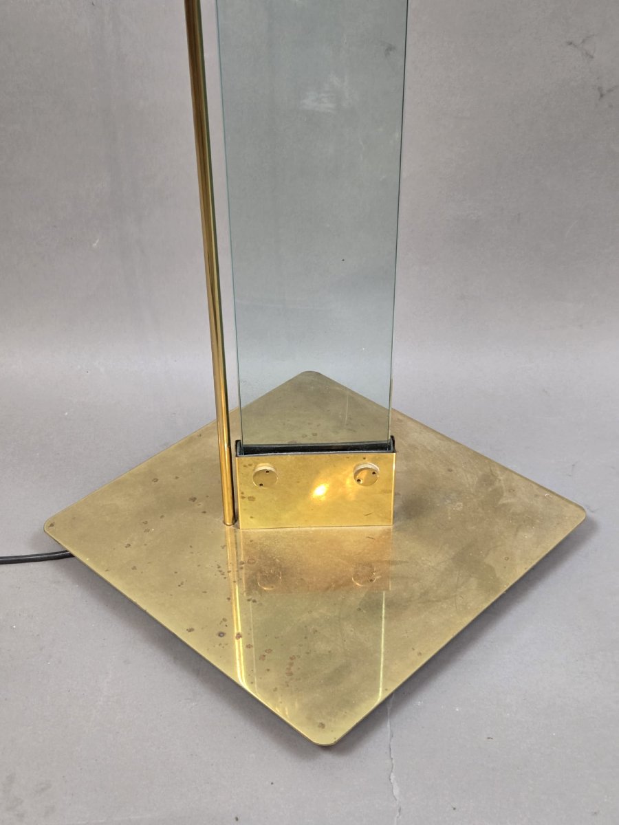 Boguara, Lampadaire "Laser" en verre et laiton, vers 1970-photo-3