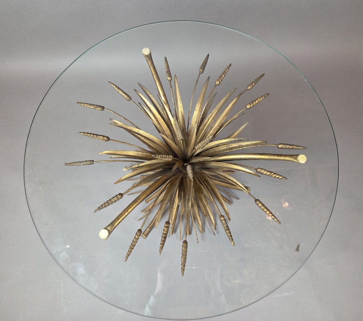 Table basse en laiton "épis de blés" par Goossens vers 1970-photo-2