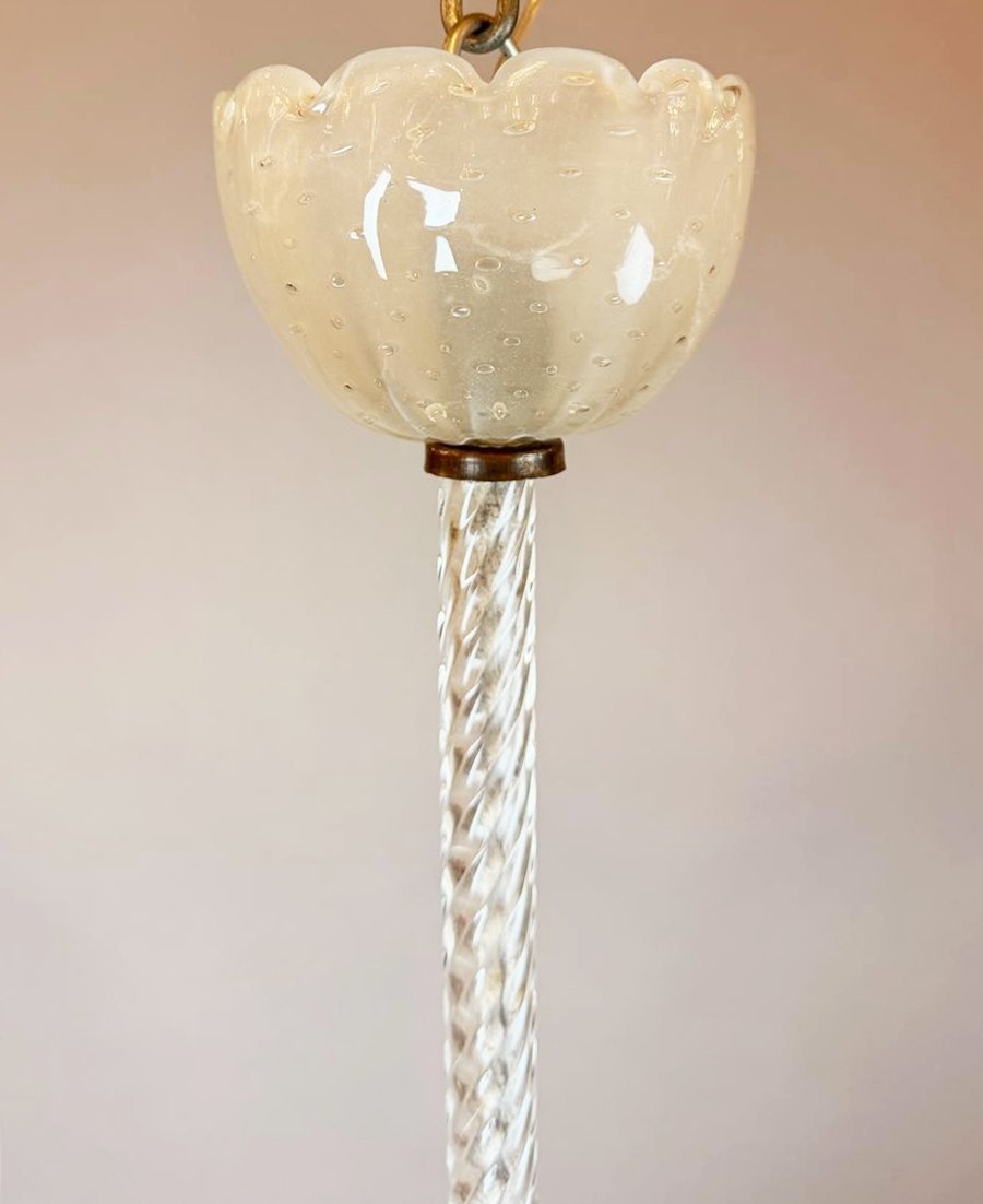 Murano Glass Pendant Light, Barovier, Circa 1940-photo-3