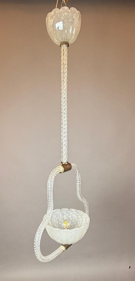 Murano Glass Pendant Light, Barovier, Circa 1940-photo-2