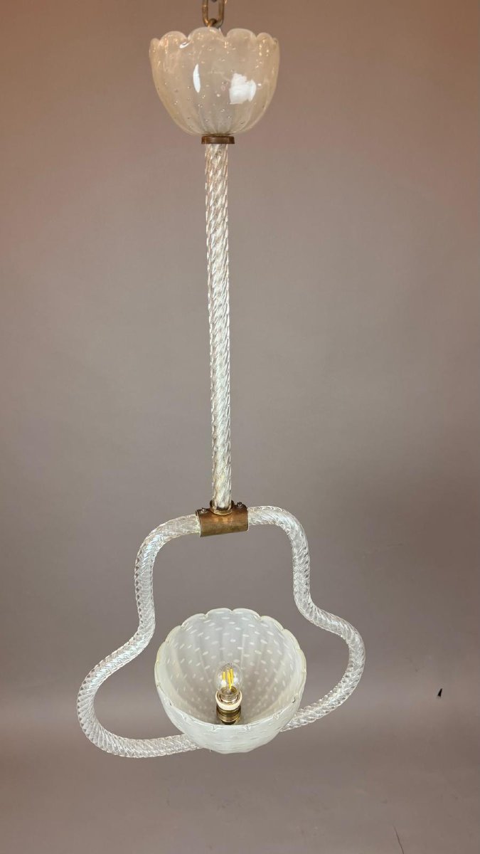 Murano Glass Pendant Light, Barovier, Circa 1940-photo-4