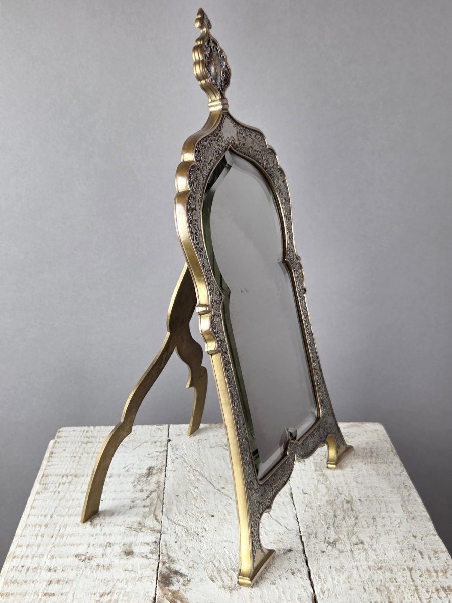 Susse Frères Paris, Finely Chiseled Copper Mirror-photo-3