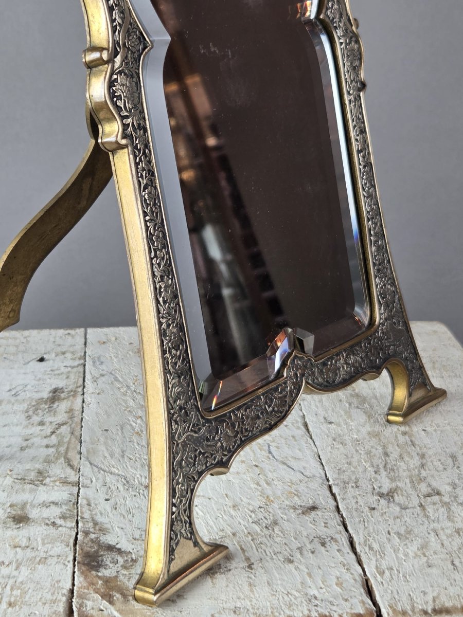 Susse Frères Paris, Finely Chiseled Copper Mirror-photo-8