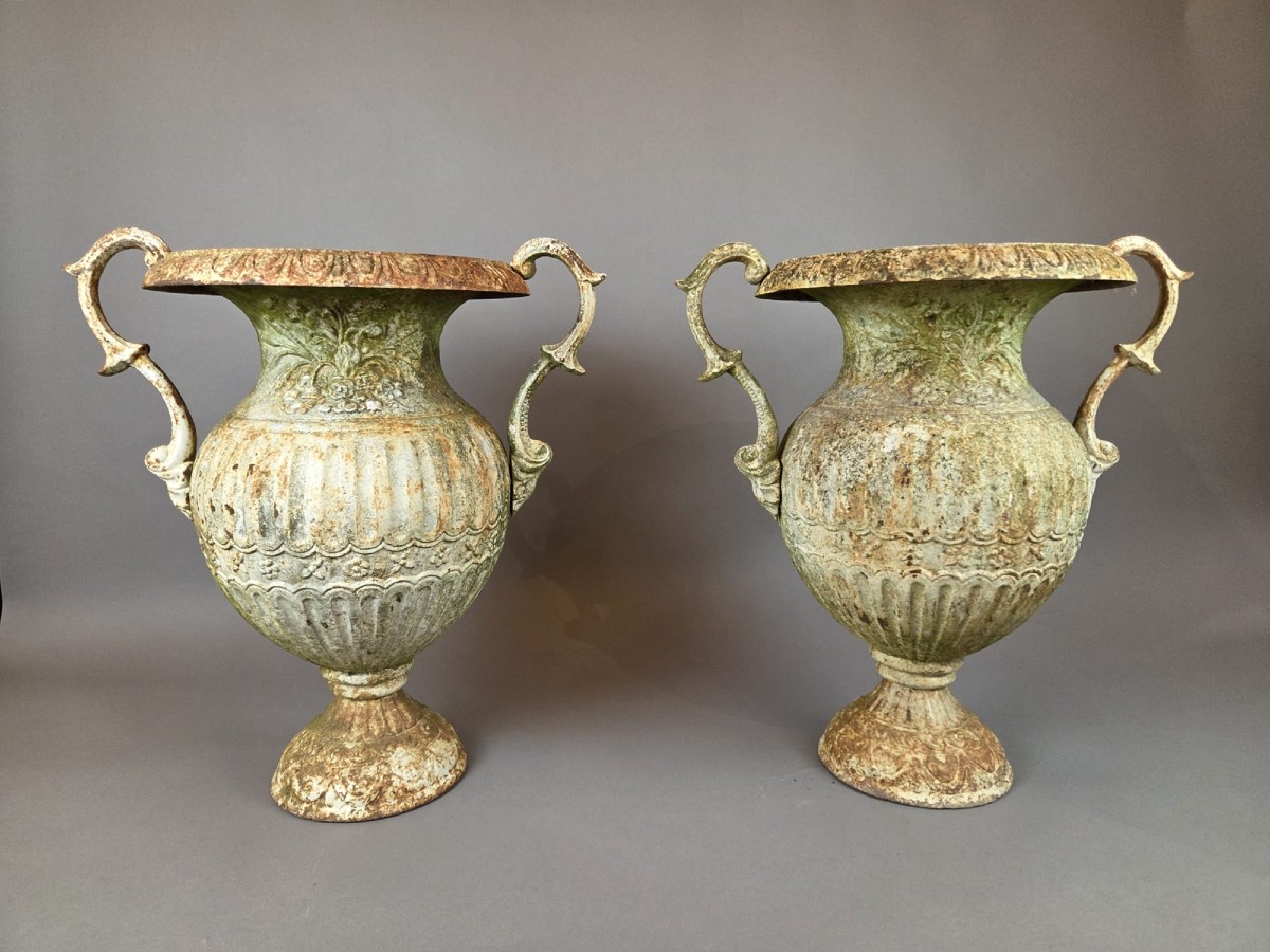 Paire de vasques Médicis en fonte 19th