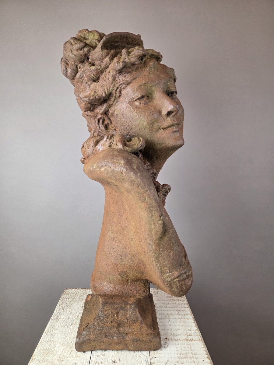 C. Belleuse d'après, buste en fonte "L'éveil"-photo-3