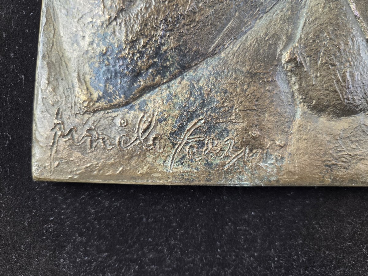 Pericle Fazzini, bas relief en bronze "Il Flautista"-photo-4