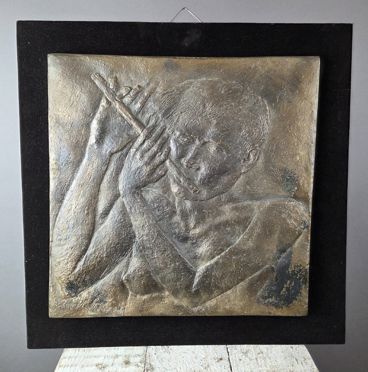 Pericle Fazzini, bas relief en bronze "Il Flautista"