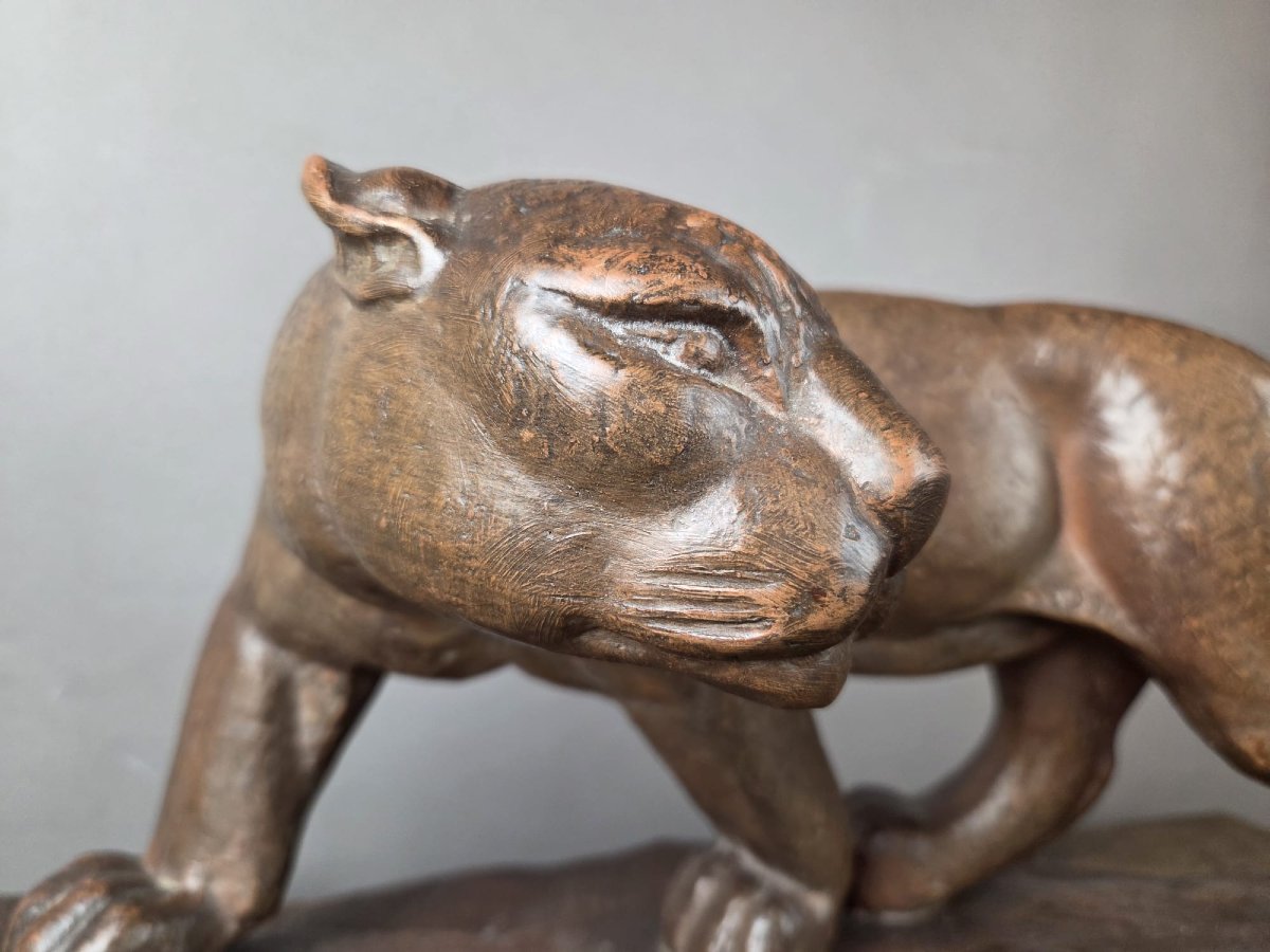 Rioto, artiste Italien établi à Paris, "Panther" en terre cuite vers 1945-photo-5