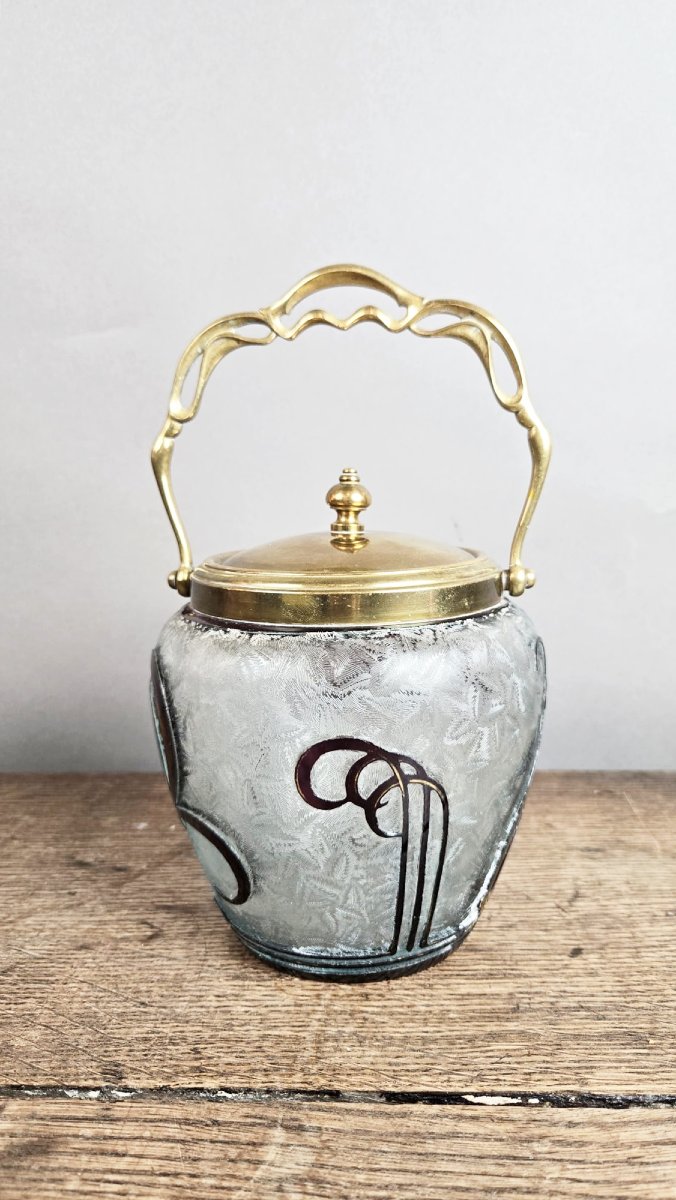 Biscuit Jar With Iris Decoration, Baccarat, Art Nouveau-photo-4