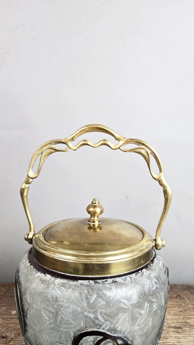 Biscuit Jar With Iris Decoration, Baccarat, Art Nouveau-photo-1