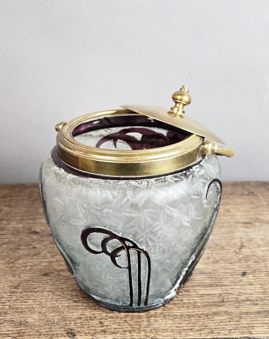 Biscuit Jar With Iris Decoration, Baccarat, Art Nouveau-photo-3