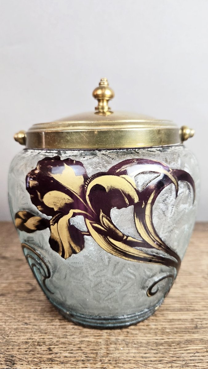 Biscuit Jar With Iris Decoration, Baccarat, Art Nouveau-photo-5