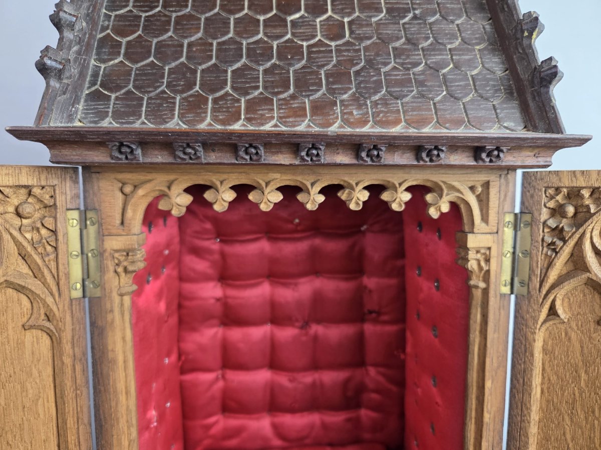 Small Neo-gothic Style Niche In Finely Carved Oak, 19th-photo-2