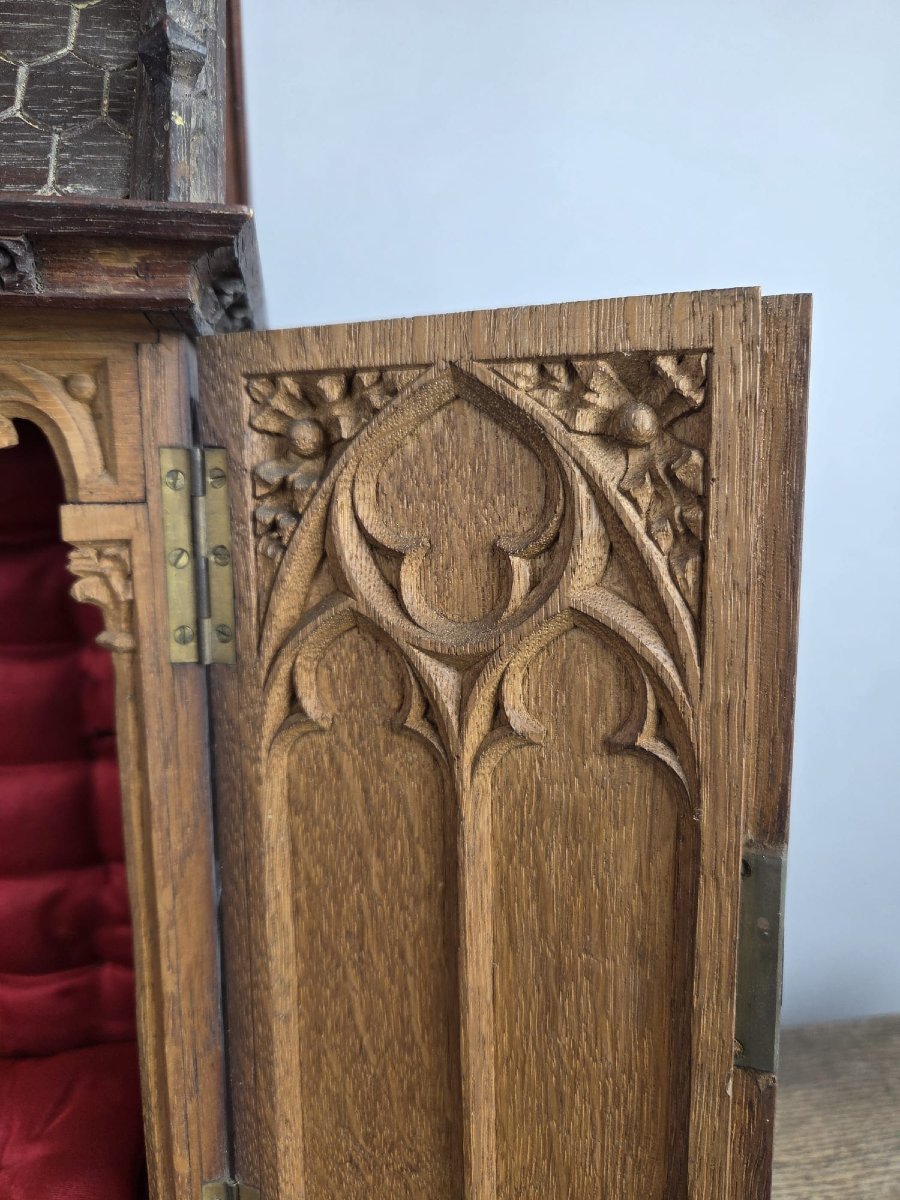 Small Neo-gothic Style Niche In Finely Carved Oak, 19th-photo-3