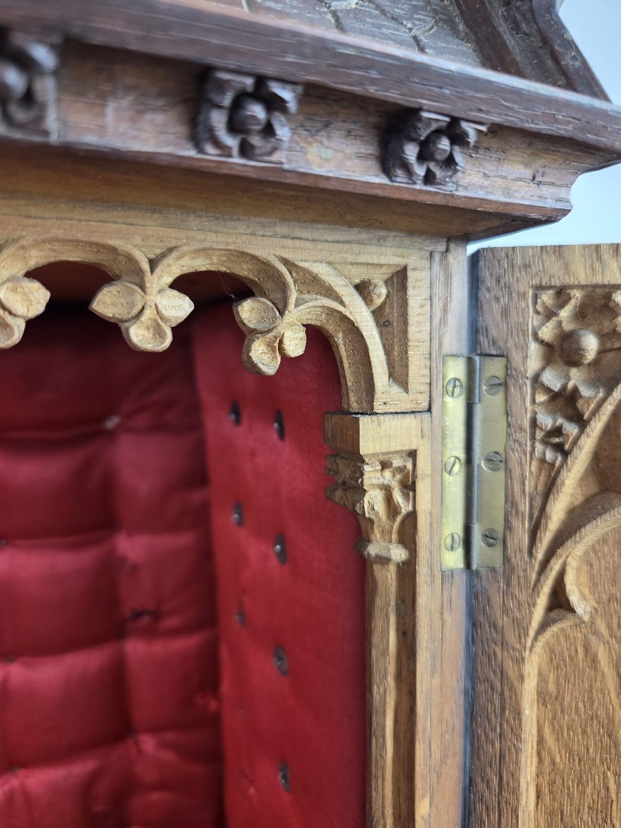 Small Neo-gothic Style Niche In Finely Carved Oak, 19th-photo-4