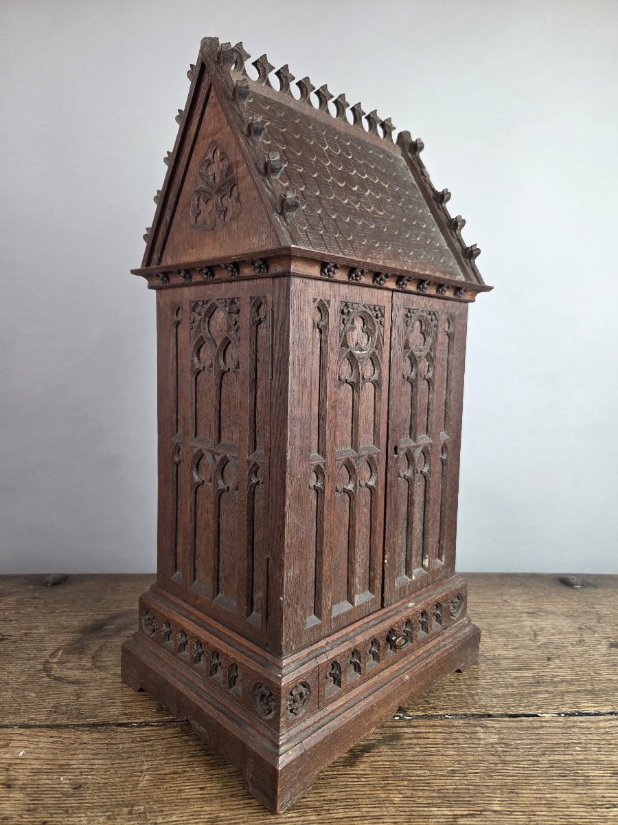 Small Neo-gothic Style Niche In Finely Carved Oak, 19th-photo-1