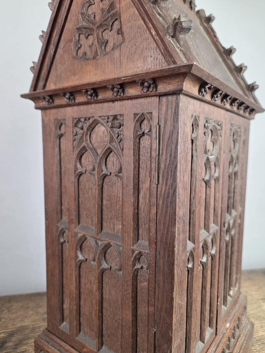 Small Neo-gothic Style Niche In Finely Carved Oak, 19th-photo-3