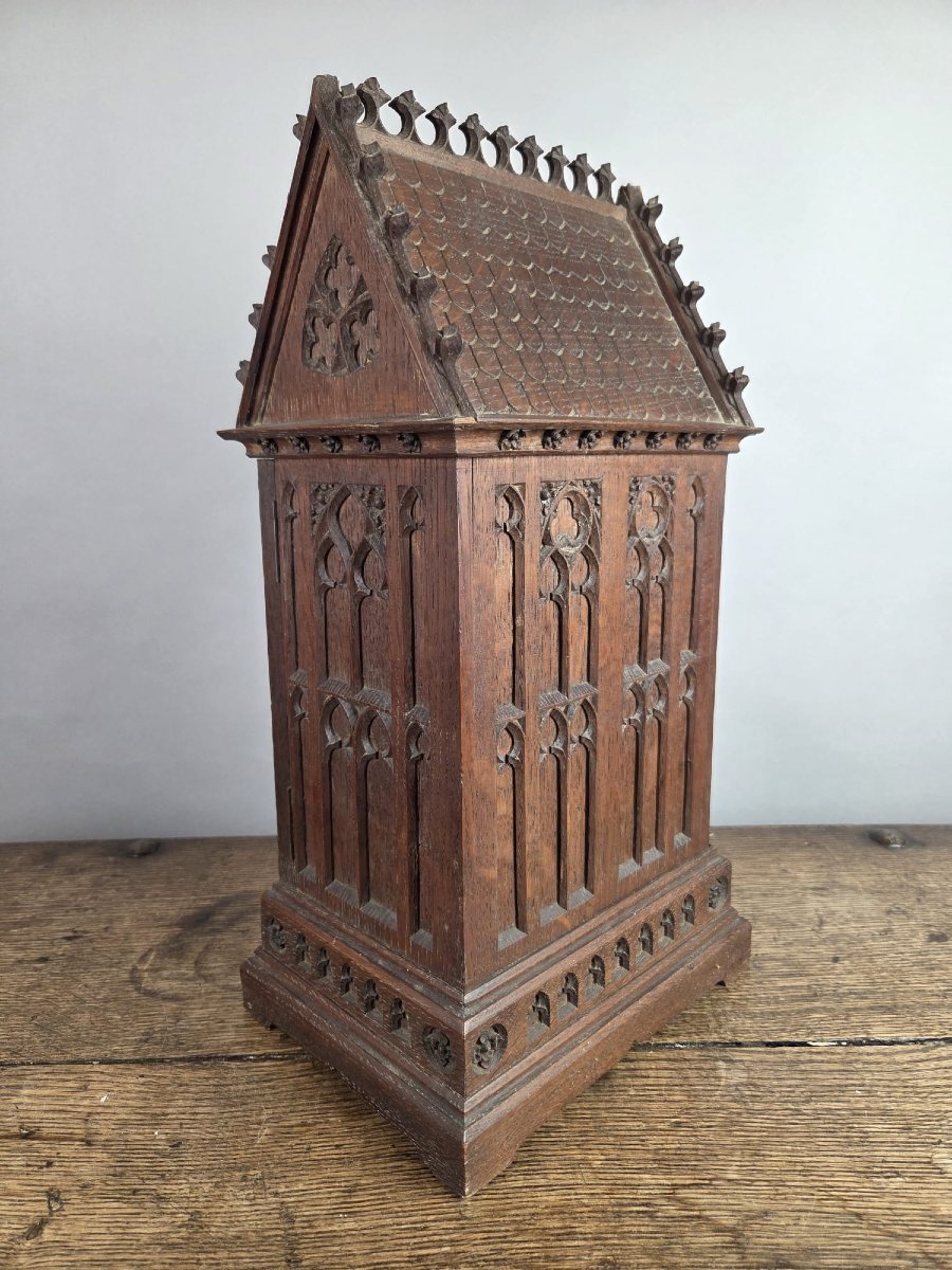 Small Neo-gothic Style Niche In Finely Carved Oak, 19th-photo-5