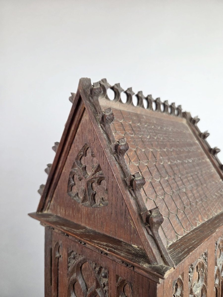 Small Neo-gothic Style Niche In Finely Carved Oak, 19th-photo-6