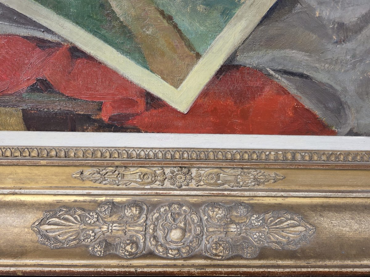 Pol F. Mathieu, Belgian School, 20th Century, Oil On Canvas "still Life With Masks"-photo-2