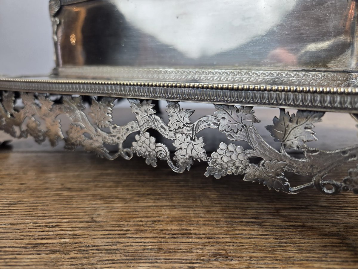 Milieu de table en métal argenté, 19th-photo-4