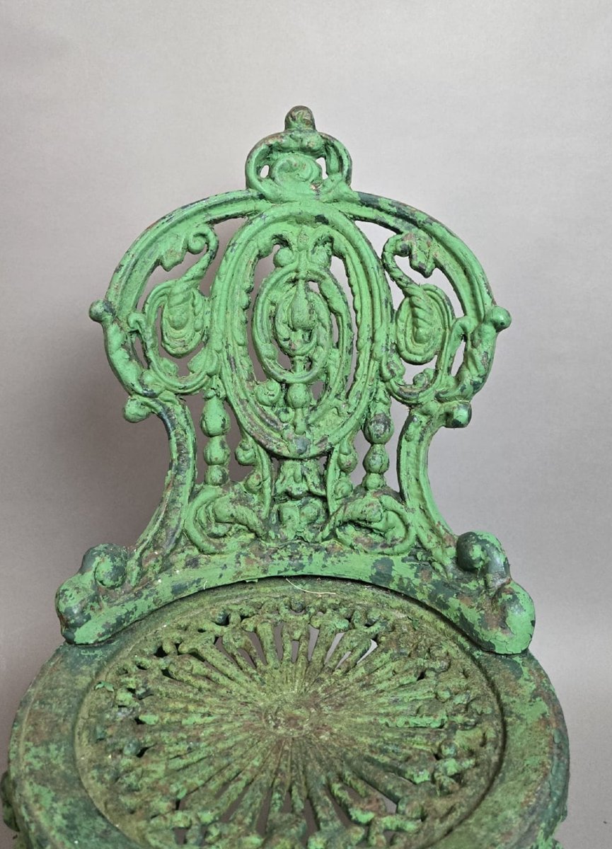 Set Of 4 Cast Iron Garden Chairs-photo-4