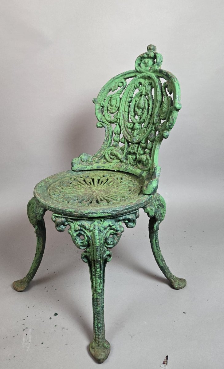 Set Of 4 Cast Iron Garden Chairs-photo-2