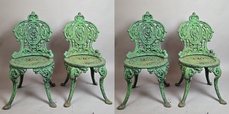 Set Of 4 Cast Iron Garden Chairs