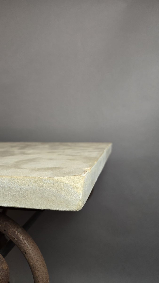 Table de boucher en fonte et tablette de marbre, fin 20th-photo-2